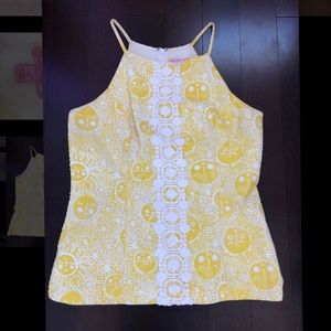 Lilly Pulitzer yellow and white top size 10